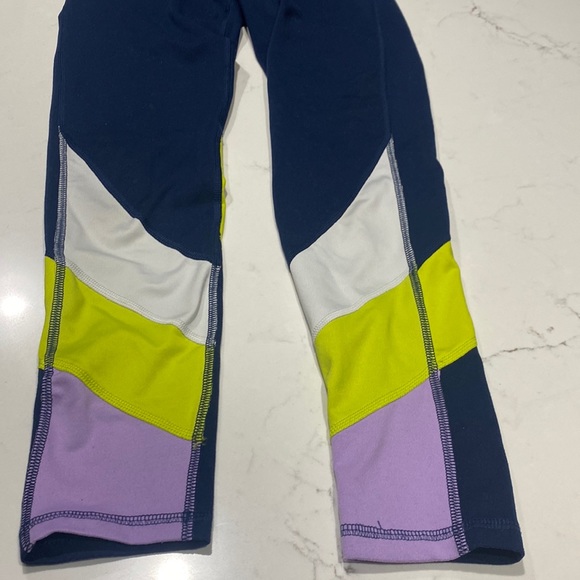 DSG Sports Leggings Navy Purple Green Girls 10/12 Medium - Picture 2 of 7